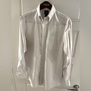 Jos A. Bank White Checkered Dress Shirt